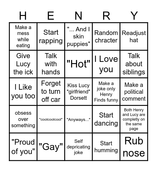 Lucy's bingo card Bingo Card