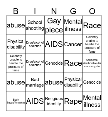 DI Bingo Card