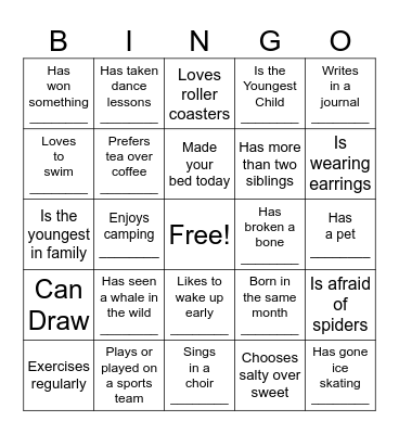 Find someone who.. Bingo Card