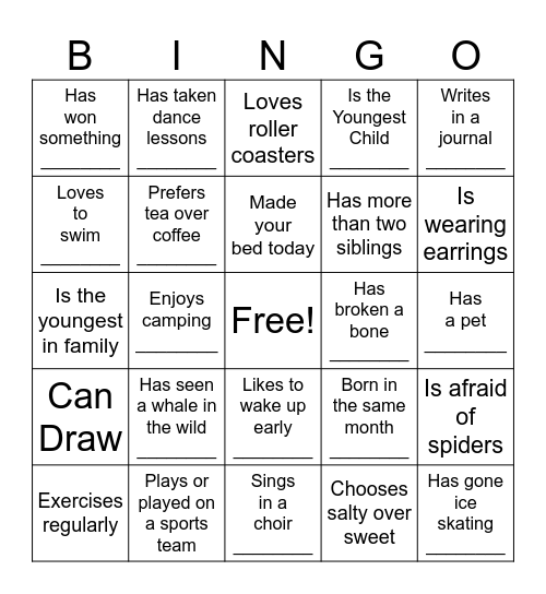 Find someone who.. Bingo Card