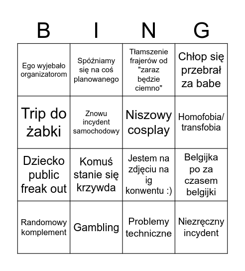 Fantasmagoria Bingo Card