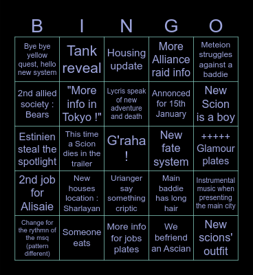 Evercold Bingo Card