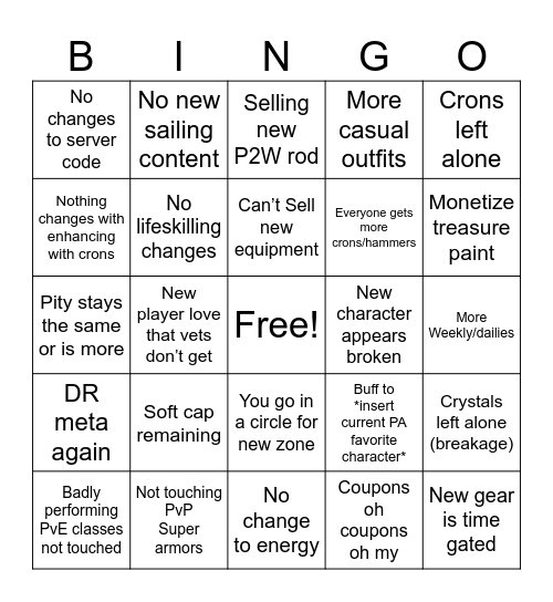 If Bingo bad game Bingo Card