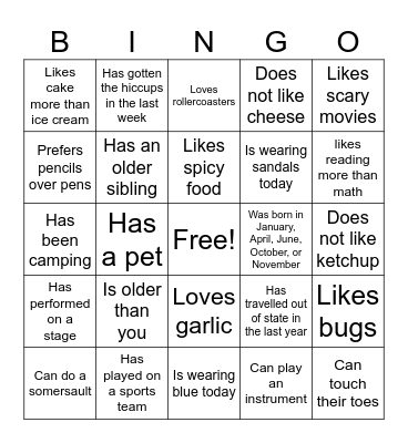 Find Someone Who... Bingo Card