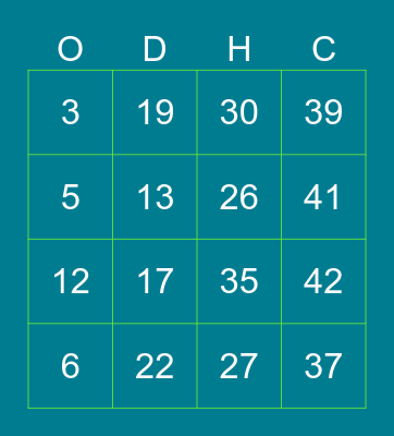 Fun Fifth Thursday!! Bingo Card
