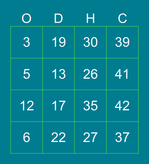 Fun Fifth Thursday!! Bingo Card