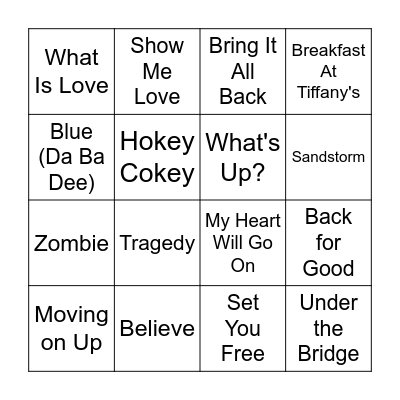90s Music Bingo Round 3 Bingo Card
