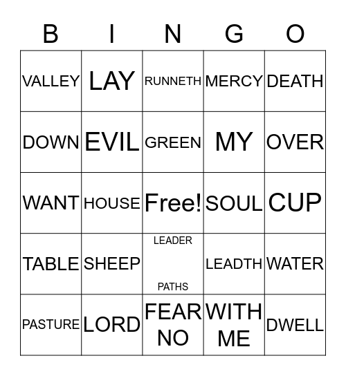 Psalm Bingo Card