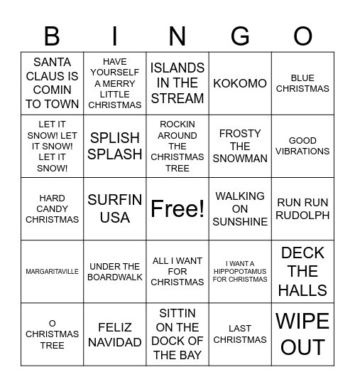 CHRISTMAS IN JULY Bingo Card
