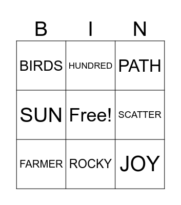 PARABLE OF THE SOWER Bingo Card