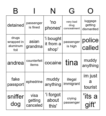 AUSTRALIA CUSTOMS IS NOT REAL Bingo Card