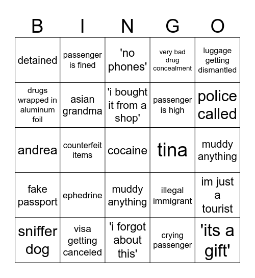 AUSTRALIA CUSTOMS IS NOT REAL Bingo Card