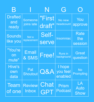 Marketing Assistants Bingo Card