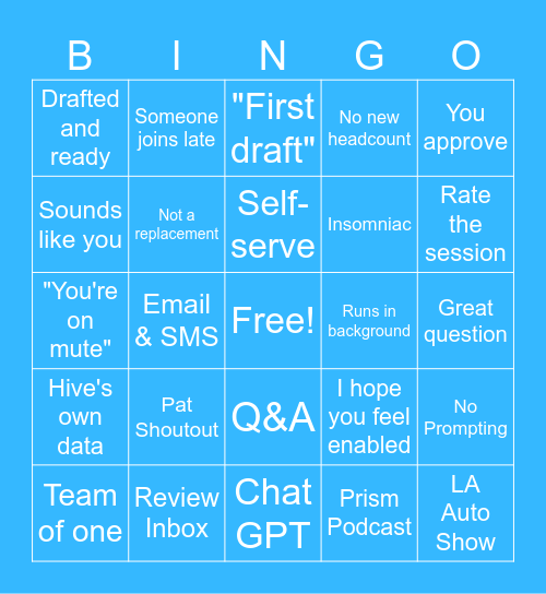 Marketing Assistants Bingo Card