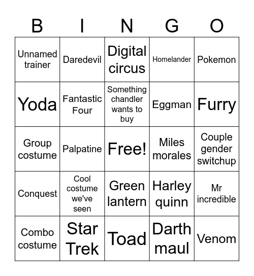 Comic con day 2 bingo Card