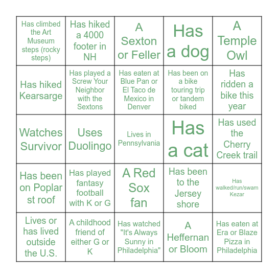 Kenny & Geneva's Wedding Bingo Card