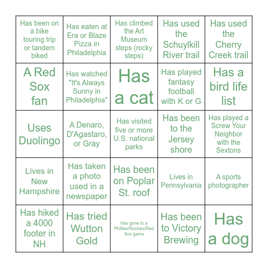 Kenny & Geneva's Wedding Bingo Card