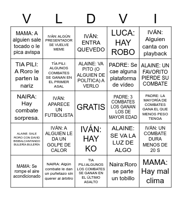 VELADA VI Bingo Card
