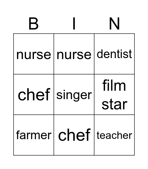 Jobs Bingo! Bingo Card