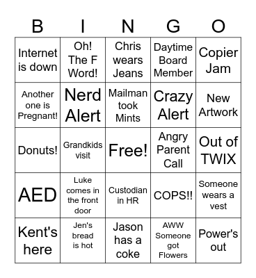 Wasting Time Office BINGO Card