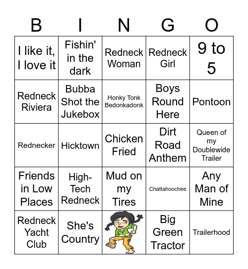 Redneck Hootenanny Bingo Card