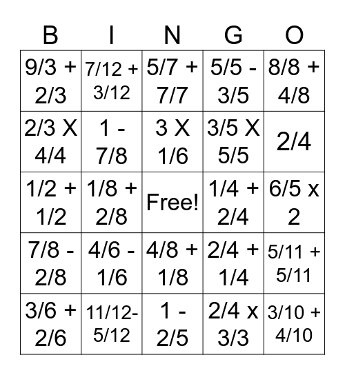 Grade 5 BINGO! Bingo Card