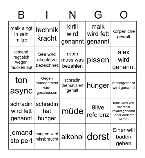 Ita Tour bingo Card