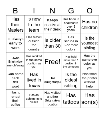 Find Someone Who... Bingo Card