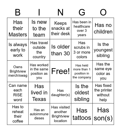 Find Someone Who... Bingo Card