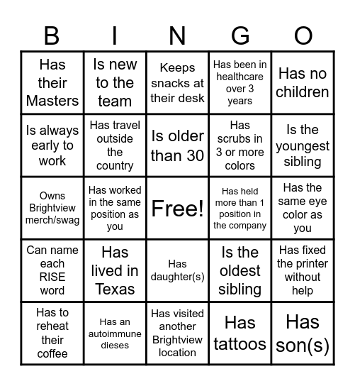 Find Someone Who... Bingo Card