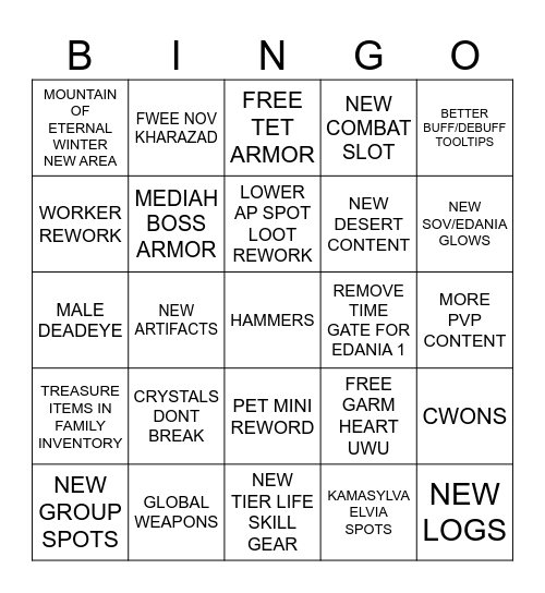 BDO BINGO Card