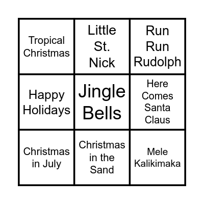 Christmas in July Bingo Card
