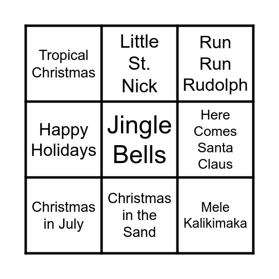 Christmas in July Bingo Card