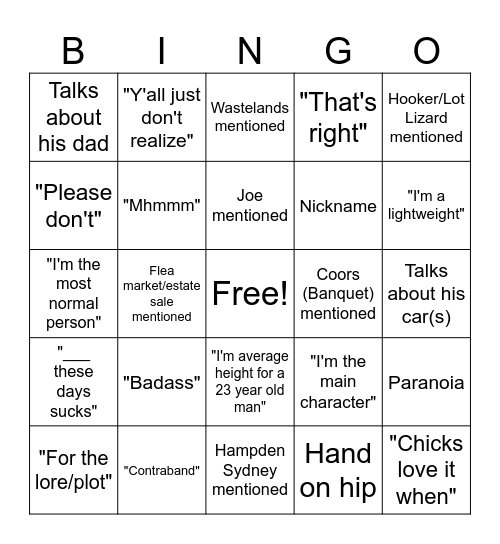 Taylor Bingo Card