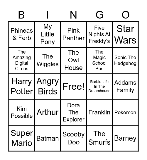 📺 Theme Songs 📺 Bingo Card