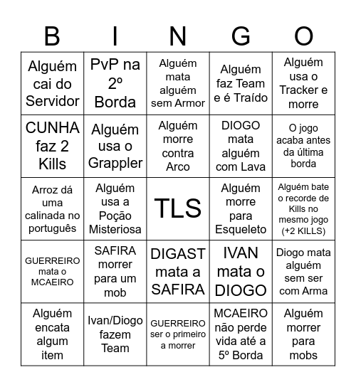 THE LAST SURVIVOR - BINGO Card