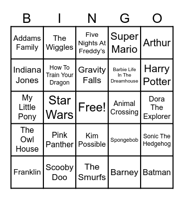 📺 Theme Songs 📺 Bingo Card