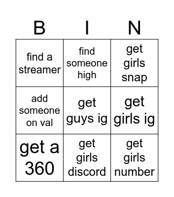 OMEGLE SPEED RUN Bingo Card