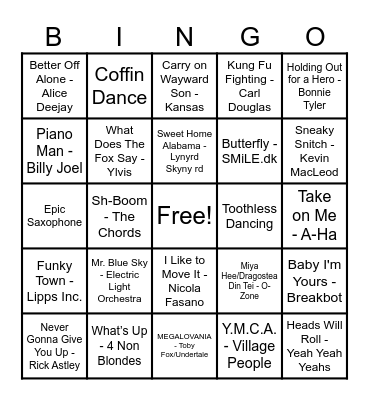 Meme Hits Bingo Card