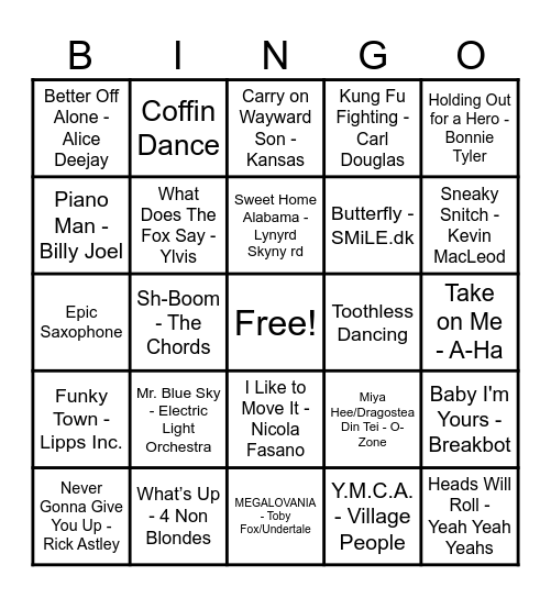 Meme Hits Bingo Card