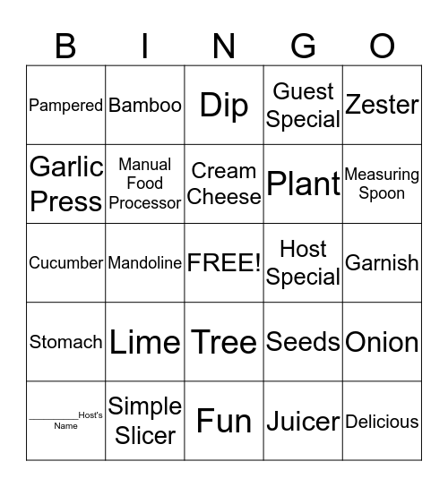 THE PAMPERED CHEF BINGO Card