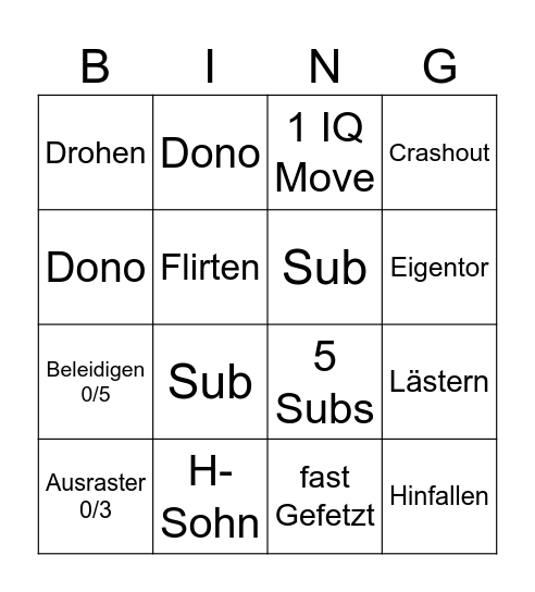 Prominent Getrennt Bingo Card