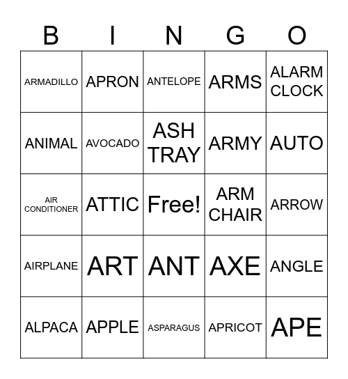 AUGUST Bingo Card