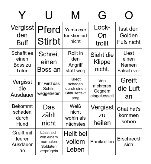 Yuma_Luma No Death Bingo Card