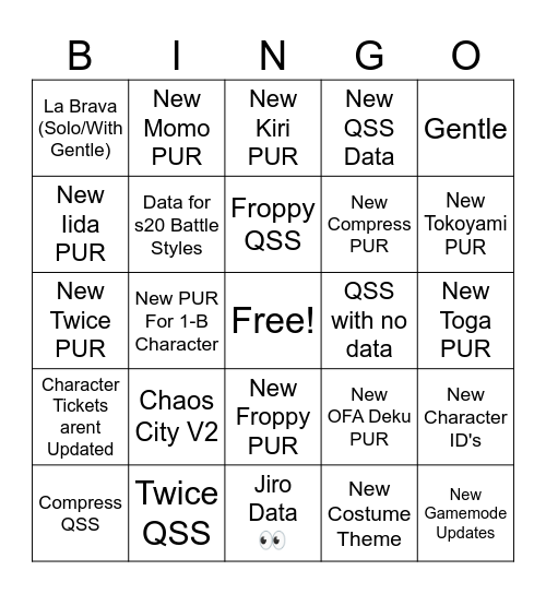 S18 MHUR Bingo Card