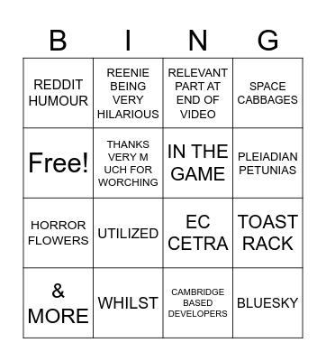COMMANDER BURR Bingo Card