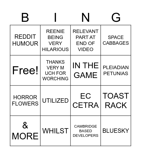 COMMANDER BURR Bingo Card