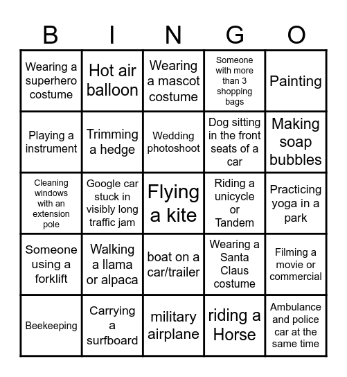 GOGGLE MAPS Bingo Card