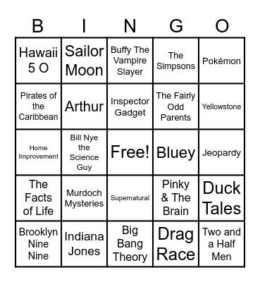 📺 Theme Songs 📺 Bingo Card