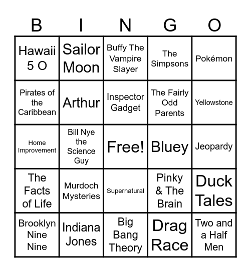 📺 Theme Songs 📺 Bingo Card